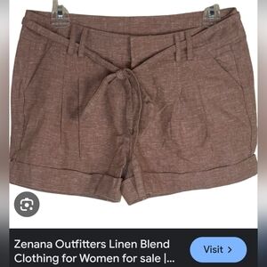 Zenana Outfitters Tan Linen Blend Cargo Shorts